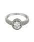 ფოტო #2 პროდუქტის Suzy Levian Sterling Silver Oval Cut White Cubic Zirconia Halo Engagement Ring