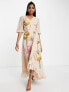 Фото #1 товара Hope & Ivy embroidered wrap maxi dress in peach floral