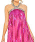 ფოტო #3 პროდუქტის Women's High Neck Open Back Embellished Trapeze Dress