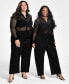 Фото #6 товара Trendy Plus Size Mesh-Top Jumpsuit