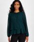 ფოტო #1 პროდუქტის Petite Tiered Long-Sleeve Top