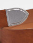 Фото #3 товара ASOS DESIGN slim faux leather belt in tan with western details