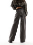 Фото #5 товара ONLY faux leather wide fit trouser in washed black