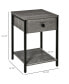 Industrial Grey End Table with Storage Shelf