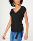 Топ Sodi Embellished V Neck Black Short Sleeve