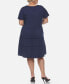 Фото #2 товара Plus Size Short Sleeve V-neck Tiered Midi Dress