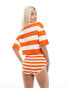 Mango knitted stripe co-ord top in orange