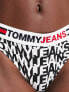 Фото #4 товара Tommy Jeans ID cotton blend logo print thong in black