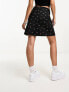 Wednesday's Girl textured floral mini skirt in black