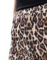 ONLY Tall ribbed flared trousers in leopard print