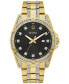 ფოტო #2 პროდუქტის Men's Classic Crystal Gold-Tone Stainless Steel Bracelet Watch Box Set 43mm