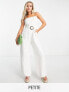 Фото #1 товара Forever New Petite buckle tie waist wide leg jumpsuit in white