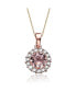 ფოტო #1 პროდუქტის Sterling Silver with Rose Gold Plated Morganite Pink Round Cubic Zirconia with Small Clear Round Cubic Zirconias Halo Necklace