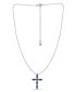 Simulated Blue Sapphire and Cubic Zirconia Cross Pendant