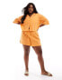 ASOS DESIGN Curve double gauze co-ord boxy beach shirt in orange