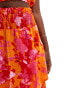 AX Paris ruffle trim midi skirt co-ord in orange and pink floral