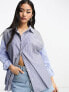 In The Style contrast oversized shirt in blue stripe