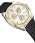 Women's Swiss Chronograph Medusa Black Leather Strap Watch 40mm