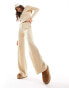 Фото #1 товара ASOS DESIGN co-ord rib wide leg trouser in sand