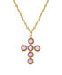 Фото #1 товара 2028 silver-Tone Amethyst Purple Swarovski Elements Cross 16" Adjustable Necklace