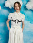 Фото #2 товара Sister Jane western cord embroidered shirt midaxi dress in white