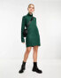 Фото #6 товара Pieces roll neck mini jumper dress in dark green