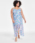 Фото #1 товара Trendy Plus Size Floral-Print Ruffled Maxi Dress, Created for Macy's