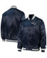 ფოტო #2 პროდუქტის Men's Navy New England Patriots Locker Room Satin Varsity Full-Snap Jacket