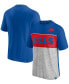 ფოტო #2 პროდუქტის Men's Royal, Heathered Gray Buffalo Bills Throwback Colorblock T-shirt