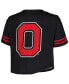 Women's Black Ohio State Buckeyes Vault Cropped V-Neck Button-Up Shirt