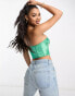 Фото #2 товара ASOS DESIGN Jade premium shimmer embroidered underwired corset in green