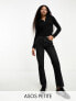 ASOS DESIGN Petite mid rise straight jean in washed black