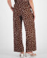 Фото #2 товара Petite Printed Linen-Blend Wide-Leg Pants, Created for Macy's