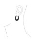 ფოტო #2 პროდუქტის Wide Flat Black Gemstone Large Oval Hoop Earrings Western Jewelry For Women Teen .925 Sterling Silver 1.5" Diameter