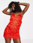 Фото #2 товара Miss Selfridge ombre fringe dress in red