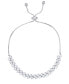ფოტო #1 პროდუქტის Cubic Zirconia Double Row Adjustable Bolo Bracelet in Silver Plate