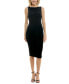 Juniors' Imitation-Pearl-Trim U-Back Velvet Midi Dress Black/Pearl, 9/10 - фото #2