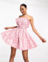 Фото #4 товара Collective the Label exclusive embellished bandeau mini dress in pink check sequin