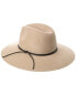 Фото #2 товара Phenix Wide Brim Leather-Trim Wool Fedora Women's Beige