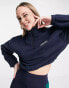 adidas Originals 'Retro Luxury' 1/4 zip cropped fleece with back print in deep navy