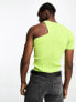 COLLUSION knitted one shoulder top in rib in lime green