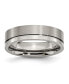 Titanium Brushed and Polished Grooved Wedding Band Ring