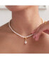 Фото #2 товара Nacre Cultured Pearl Necklace with Teardrop Shaped Charm Pendant