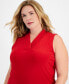 ფოტო #3 პროდუქტის Plus Size Pleated-Neck Top