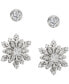 Фото #1 товара Rhodium-Plated 2-Pc. Set Cubic Zirconia Solitaire & Snowflake Stud Earrings, Created for Macy's