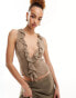 Фото #1 товара Lioness ruffle sheer chiffon plunge top co-ord in taupe