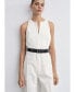 Фото #4 товара Women's Zipper Detail Belted Jumpsuit