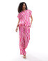 Mango wave stripe co-ord shirt in pink