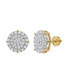 ფოტო #3 პროდუქტის Round Cut Natural Certified Diamond (0.93 cttw) 14k Yellow Gold Earrings Dartboard Stud Design