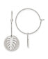 ფოტო #1 პროდუქტის Stainless Steel Textured Circle Leaf Dangle Hoop Earrings